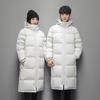 Autumn and Winter Men's Long Over The Knee Down Jacket, Thick Cotton Jacket, White Duck Down Down Jacket, Casual Cotton Jacket