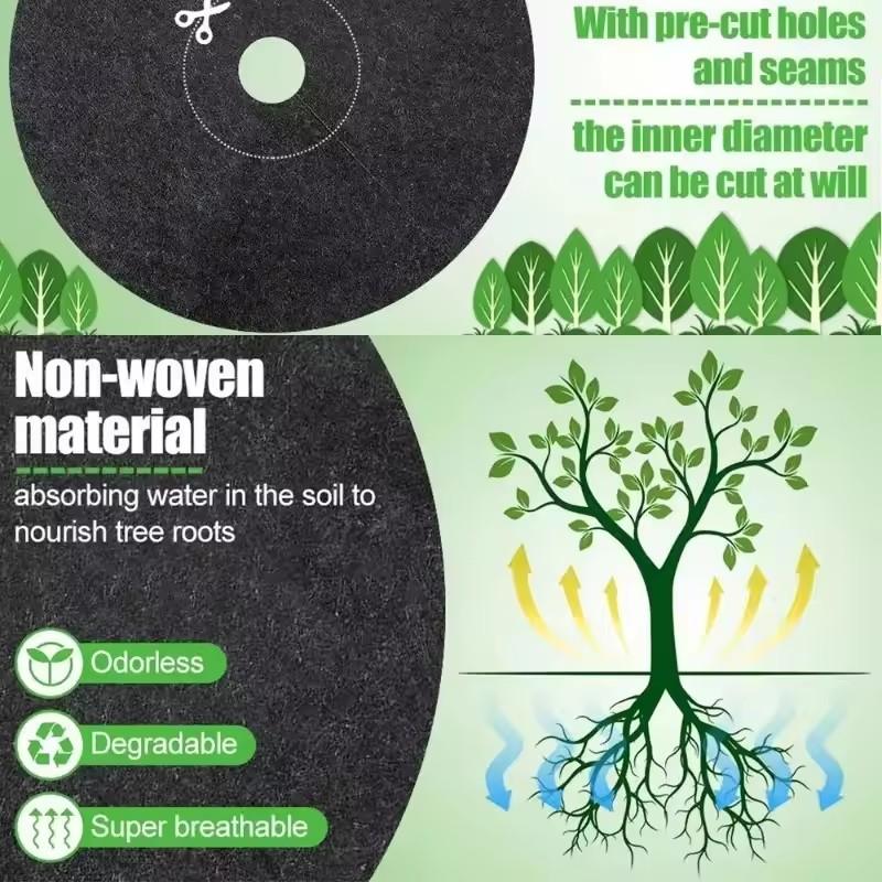 5pcs Non-Woven Tree Mulch Ring Weeding Barrier Round Ground Cover Protector Mat Plant Cover Anti Grass Gardening