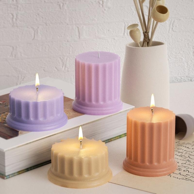 DIY Concrete Crafts Mould Roman Column Candle Silicone Mold 3D Cylinder Molds