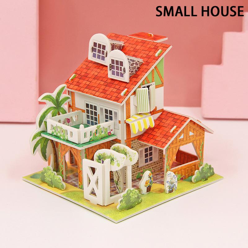 3D Paper Puzzle Montessori Miniature Houses Funny Carton Construction Models For Kids Handmade Educational Toys