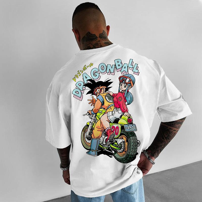 Dragon Ball GokuAndBulma Short-sleeved T-shirt Men's Summer 2025 New Trendy Brand American Heavy Pure Cotton Loose Top