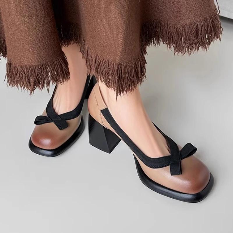 Bow Women High Heels Mary Jane Shoes Platform Sandals 2025 Designer Summer Chunky Lolita Shoes Dress Sexy Leather Pumps Mujer