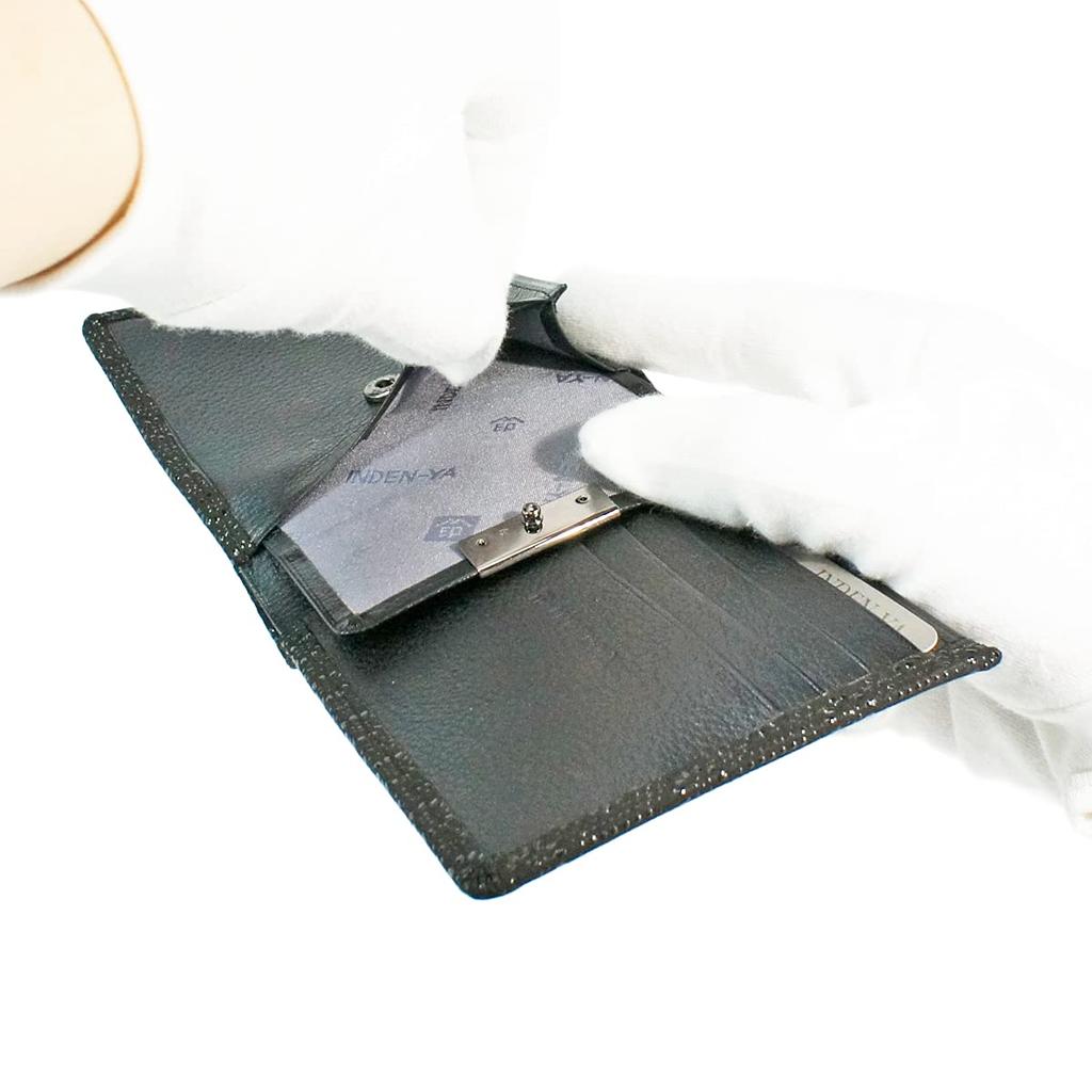 Inden Bifold Wallet Bill C Thin Deerskin Black X Black Lacquer Tortoiseshell Pattern [Indenya] 2003-01-003