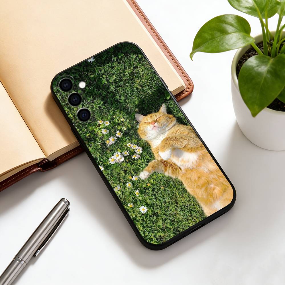 Cat Phone Case Black Silicone Soft For Samsung Galaxy A73,A72,A71,A70,A53,A52,A51