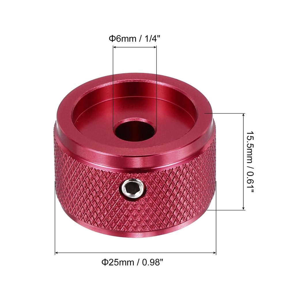 Uxcell Aluminum Potentiometer Knobs Universal Volume Tone Control Knobs for Guitar Bass Diamond Red 4-Pack 1/4" (6mm) 5/8"