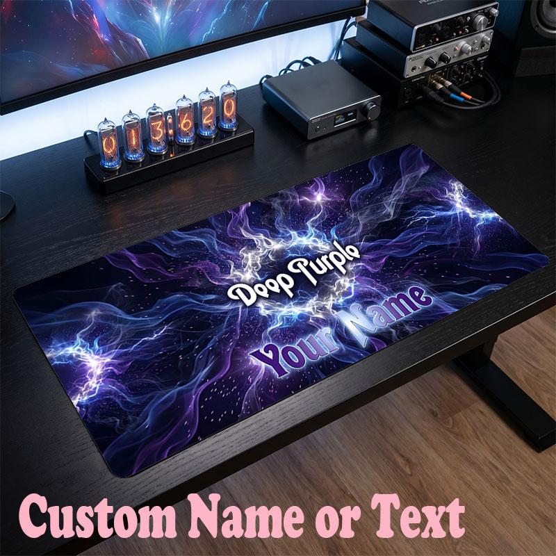 Deep Purple Customized Name Text Mouse Pad, Large Desk Mouse Mat Personalized Home Office Present