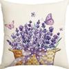 Plant and Flower Linen Pillowcase Purple Lavender Printed Pillow Cushion Cover Home Sofa