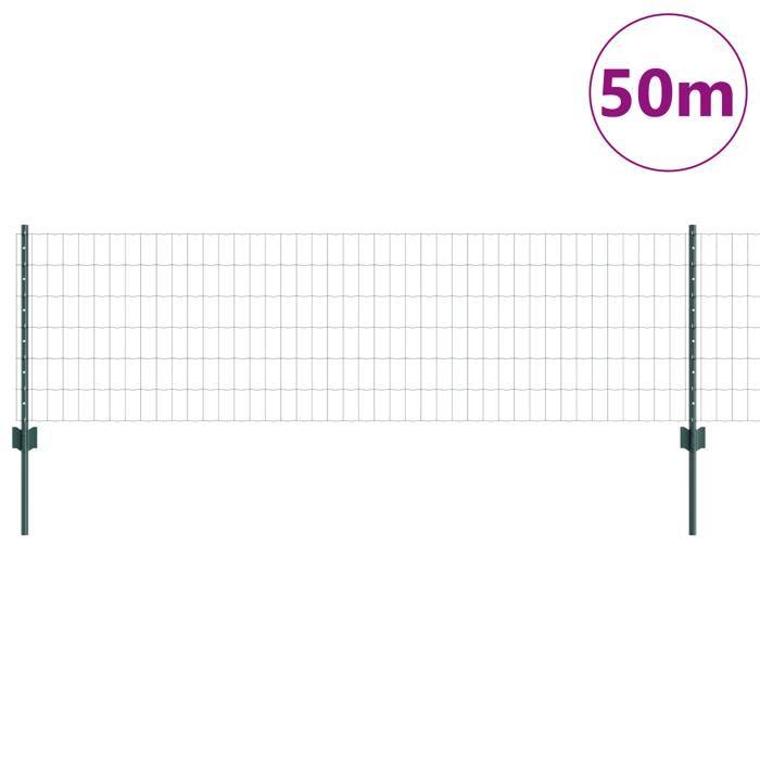 VidaXL Clôture Euro avec 22 poteaux U Verte 0,6x50 m Acier 3336034