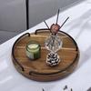 Wooden Serving Tray with Handles, Rustic Brown Color Decorative Farmhouse Wood Tray for Kitchen, Coffee Table, and Food Serving
