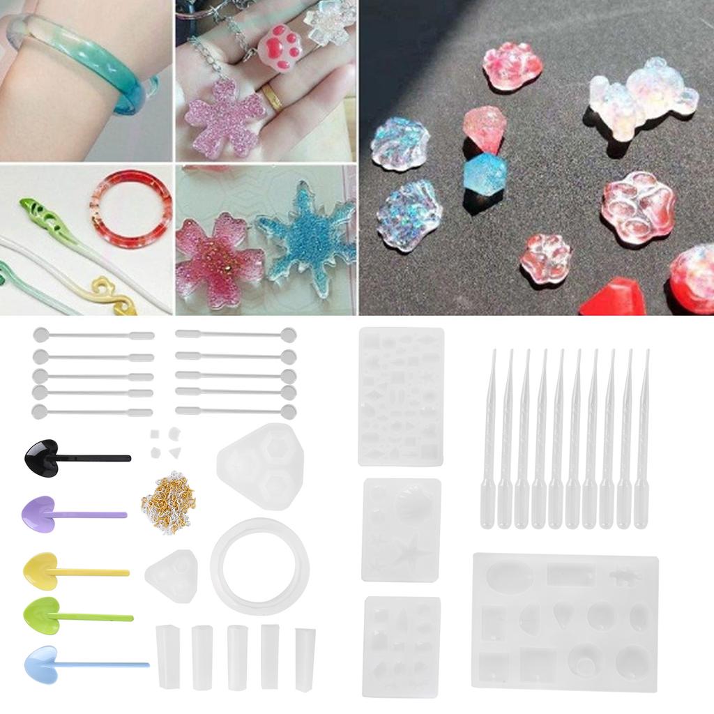 141Pcs DIY Crystal Epoxy Tool Set Pendants Jewelry Crafts Hand Made Silicone Molds