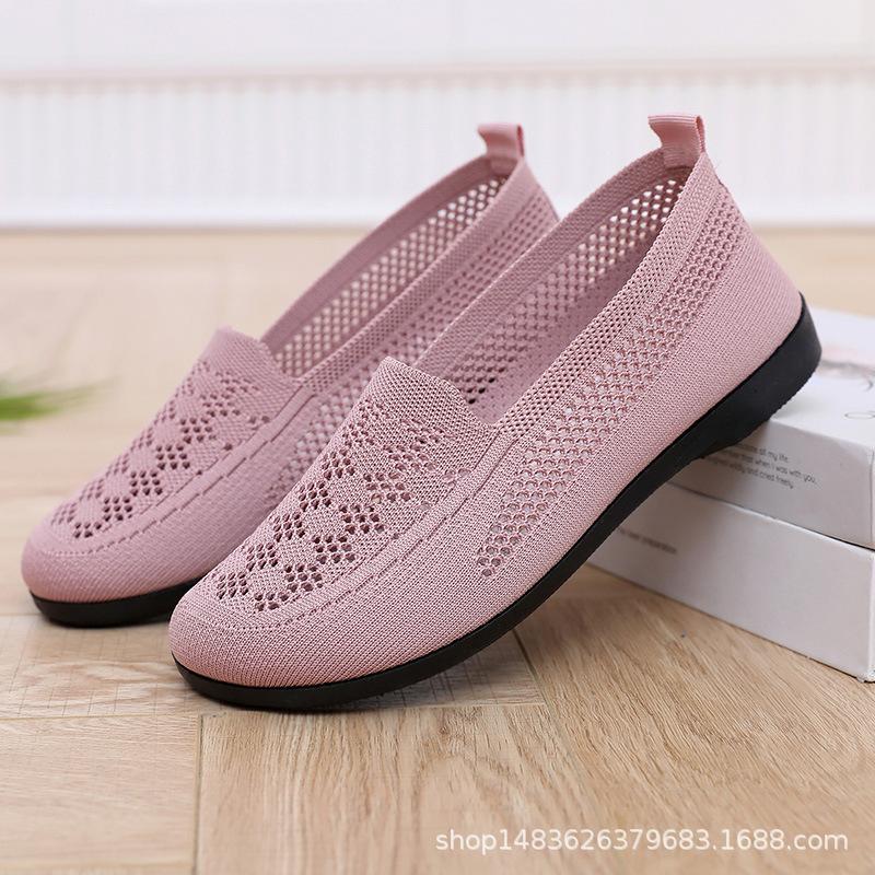 Summer Beijing cloth shoes shallow mouth breathable hollow casual non-slip mid sandals soft sole mesh surface