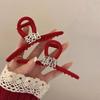 Festive Wealth Hair Claw Lucky Chinese New Year Hair Grab Cute Red Flocking Shark Clip  Female