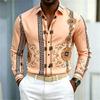 New Men's Shirt Palace Style Shirt Black Gold Pattern Printed Slimming Long Sleeve Shirt Trendy Fashion Casual Men's Wear