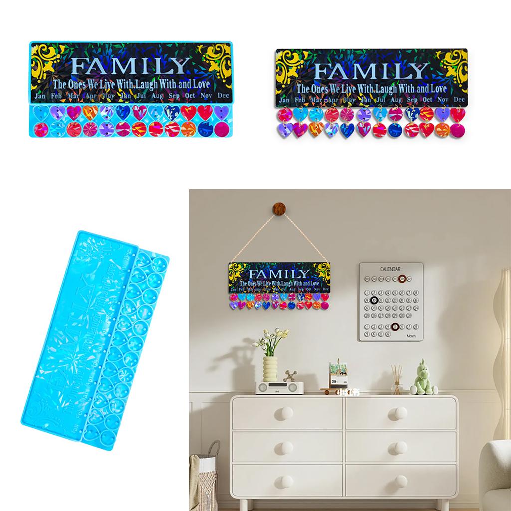 Wall Calendar Silicone Moulds Silicone Door Pendant Molds Wall Listed Casting Molds Heart Pendant Molds for DIY Crafts