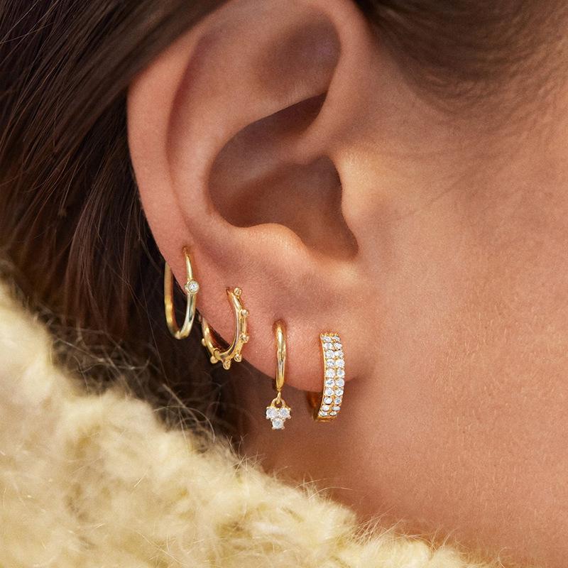 14K gold full diamond colored zircon stud earrings micro-inlaid colored diamond earrings 10-piece set earrings set earrings