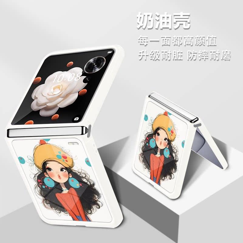 Applicable to Honor MagicVflip mobile phone case folding machine new hat girl with bracket premium transparent case