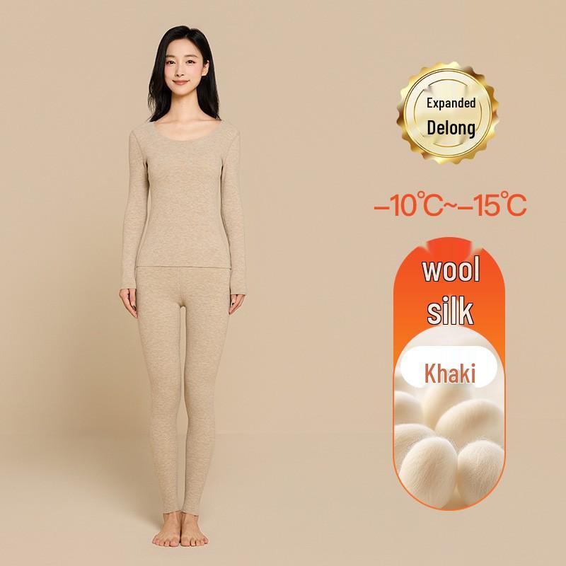 Aoweizide Velvet Silk Seamless Thermal Underwear Set for Couples - Women's Thick Warm Suit for Autumn/Winter