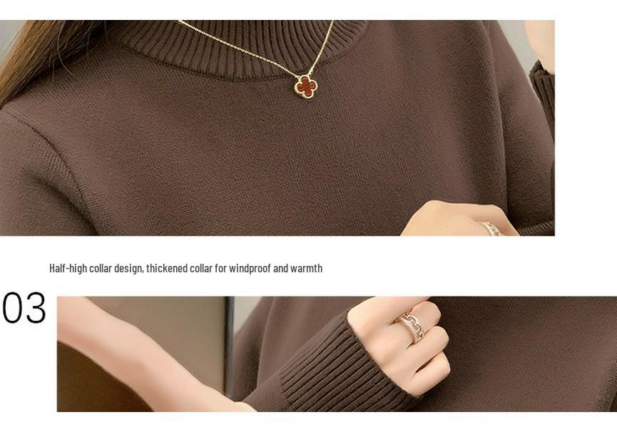 2025 Autumn/Winter Women's Plus Size Knit Fleece Sweater - Slimming, Cozy Inner Layer, Warm and Stylish.