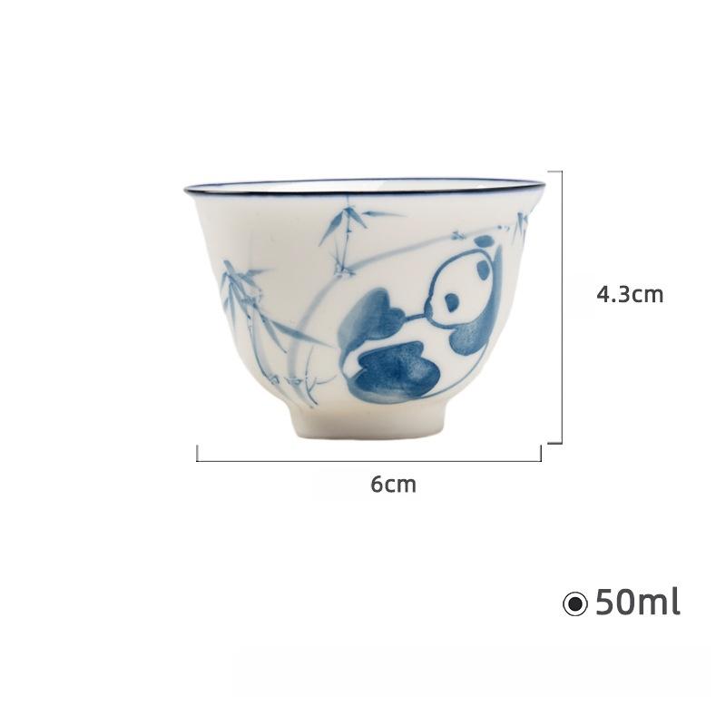 

120ml Jade Mud White Porcelain Pure Hand-Painted Cute Panda Bamboo Gai Wan Tea Bowl Tea Maker Tea Ceremony Kung Fu Tea Set 200ml