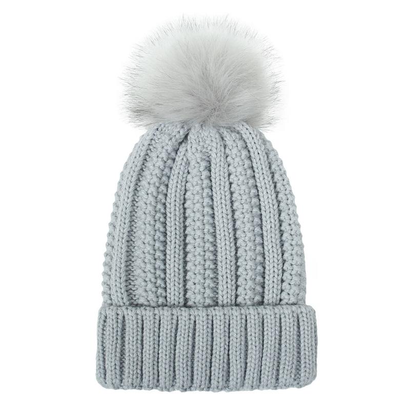 Casual Knitted Hat Fashion for w/ pompom Thick Solid Color Warm Hat Fall Winter