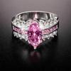 Women's European & American Style Pink Zircon Inlaid Ring - Fashionable, Versatile, Personalized Jewelry.