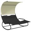 VidaXL Double Rocking Chaise Lounge with Canopy Black and Cream