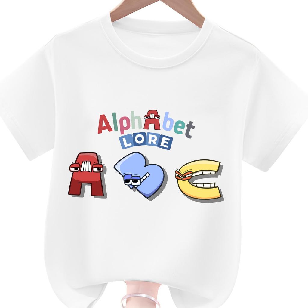 New Alphabet Lore Printed Kids Clothes Summer Boys Girls Tshirt Funny Cartoon Letter Fashion Short Sleeve Tshirt Crew Neck Top