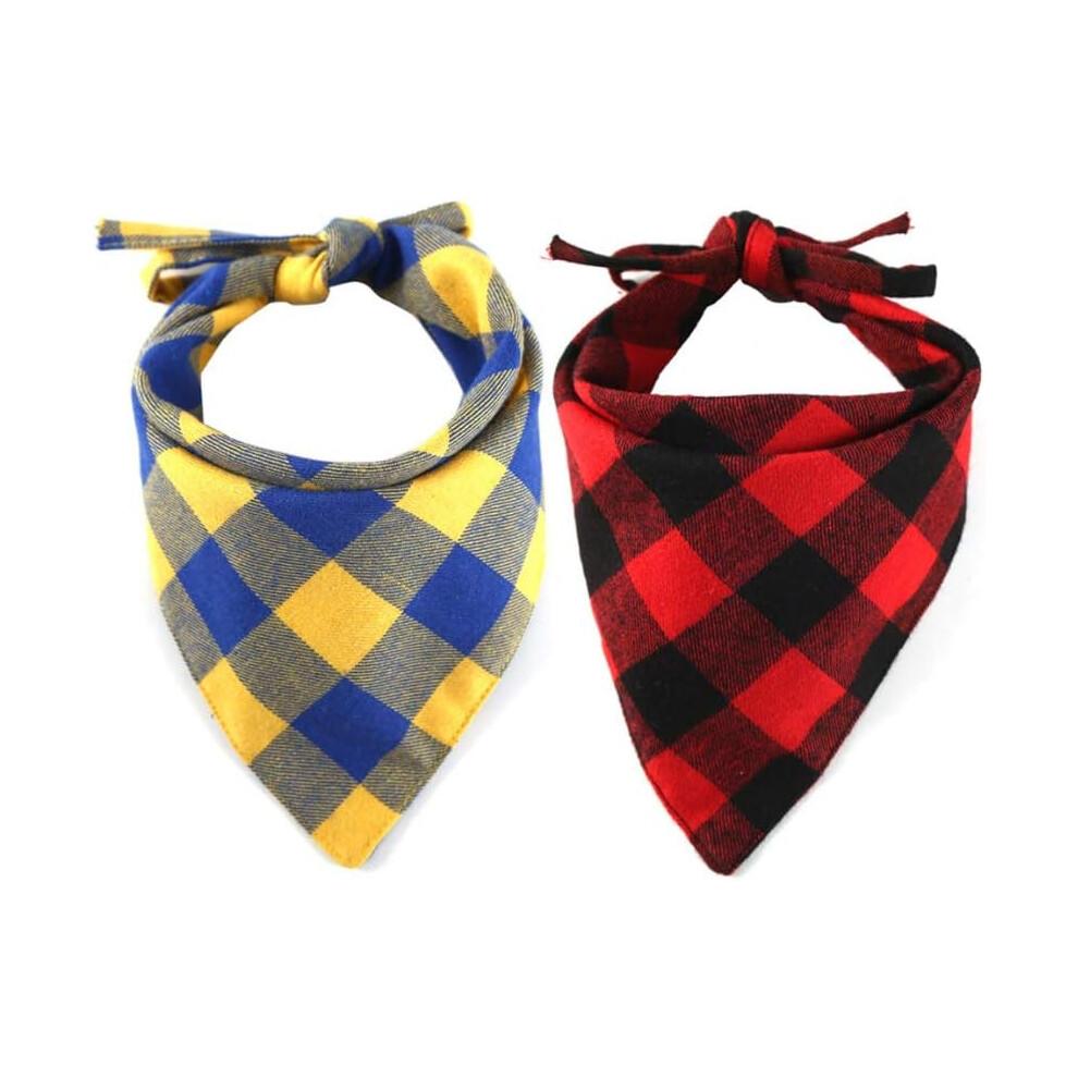Pet Towel Triangle Towel Cotton Dog with Grid Triangle Towel Red 458 Pieces Soft Absorbent Material