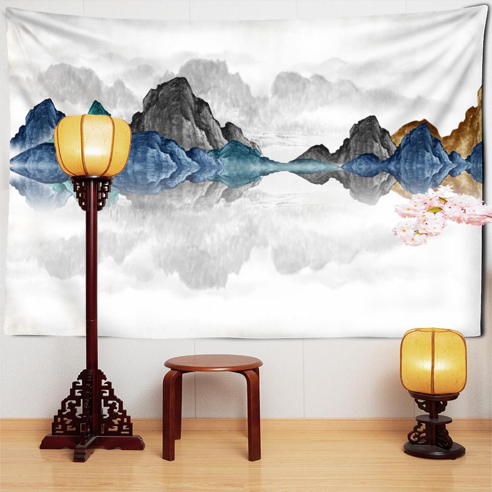 Landscape Painting Tapestry Wall Hanging Bohemian Hippie Abstract Psychedelic Witchcraft Simple Art Nordic Style Home Decor