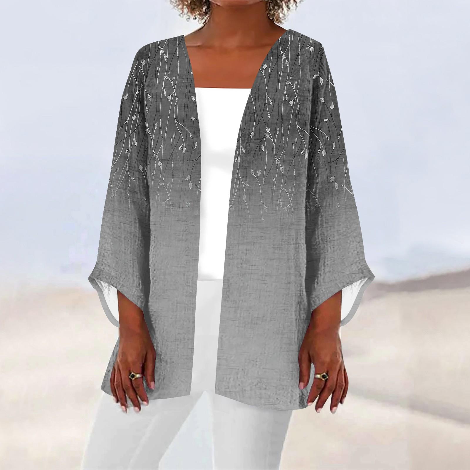 

Женская повседневная модная легкая куртка средней длины с принтом, кардиган XXXL