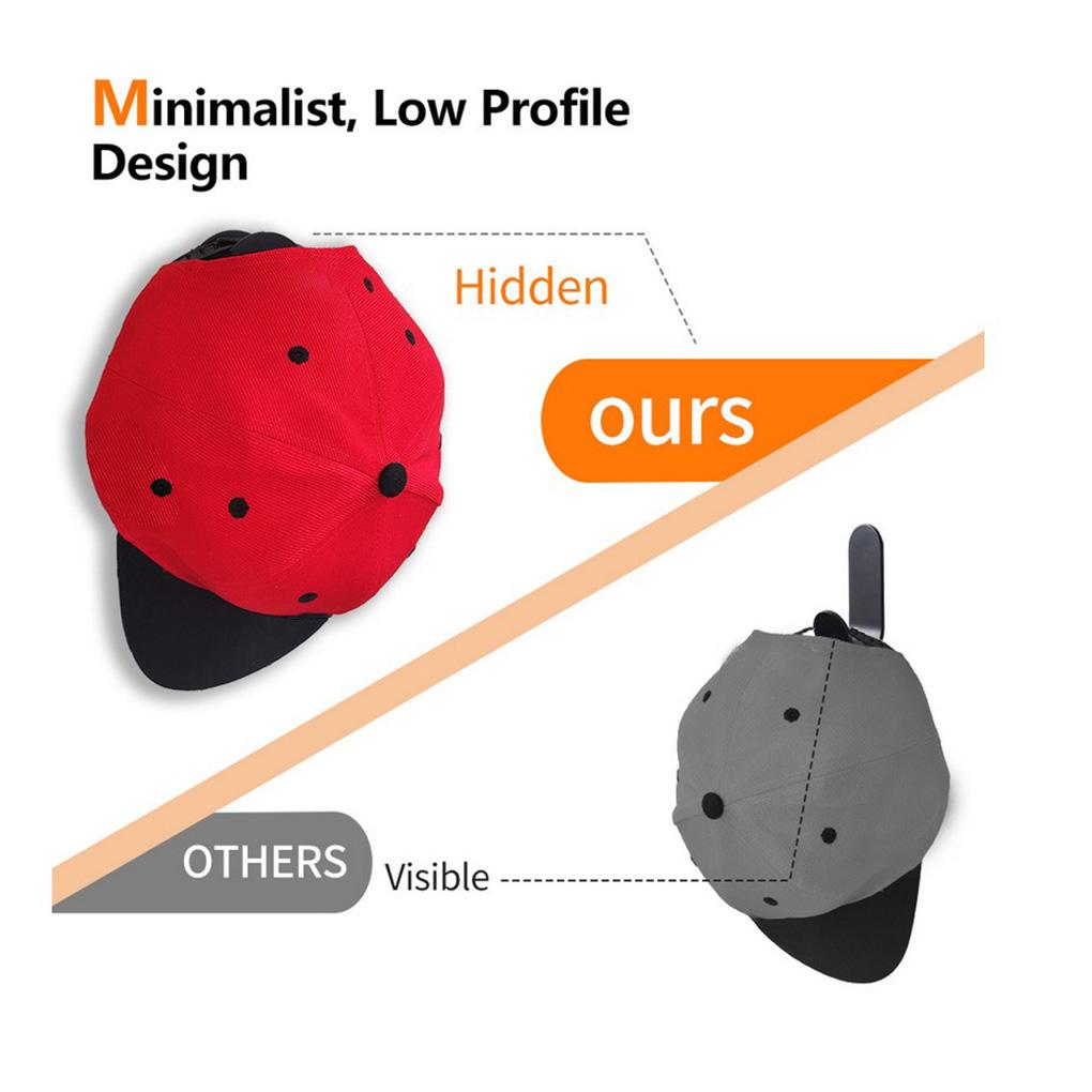 Paquete de 10 ganchos para gorras de béisbol, autoadhesivos, pretaladrados, para armario, dormitorio, oficina, almacenamiento de sombreros.