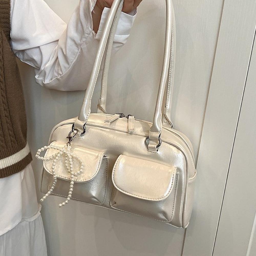 Solid Sewing Thread Fashion Glossy PU Shoulder Bags Fashion Versatile Hand Bags 2026 Hot Sale Bags for Women Bolsas Femininas