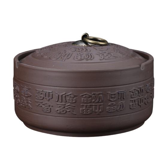 Yousheng Ceramic Ashtray with Lid Retro Chinese Style Windproof Heat-resistant Ash Holder Portable Travel Home Office Outdoor Ash Storage Tray