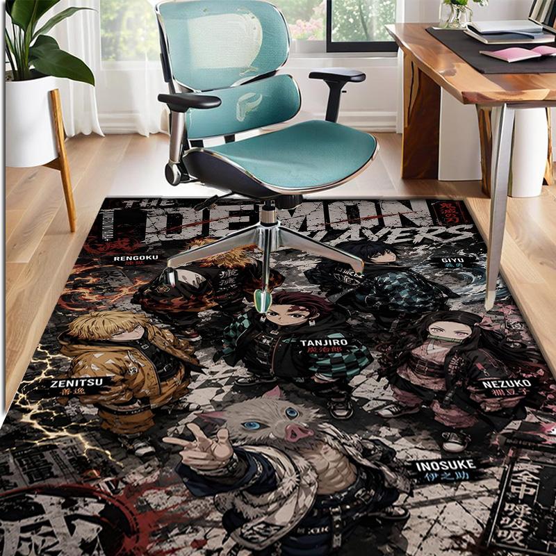 Demon Slayer Pattern Rug, Indoor/Outdoor Mat, for Picnic, Gameroom, Bedroom, Office, Living Room, Home Decor Carpet, Birthday Gift