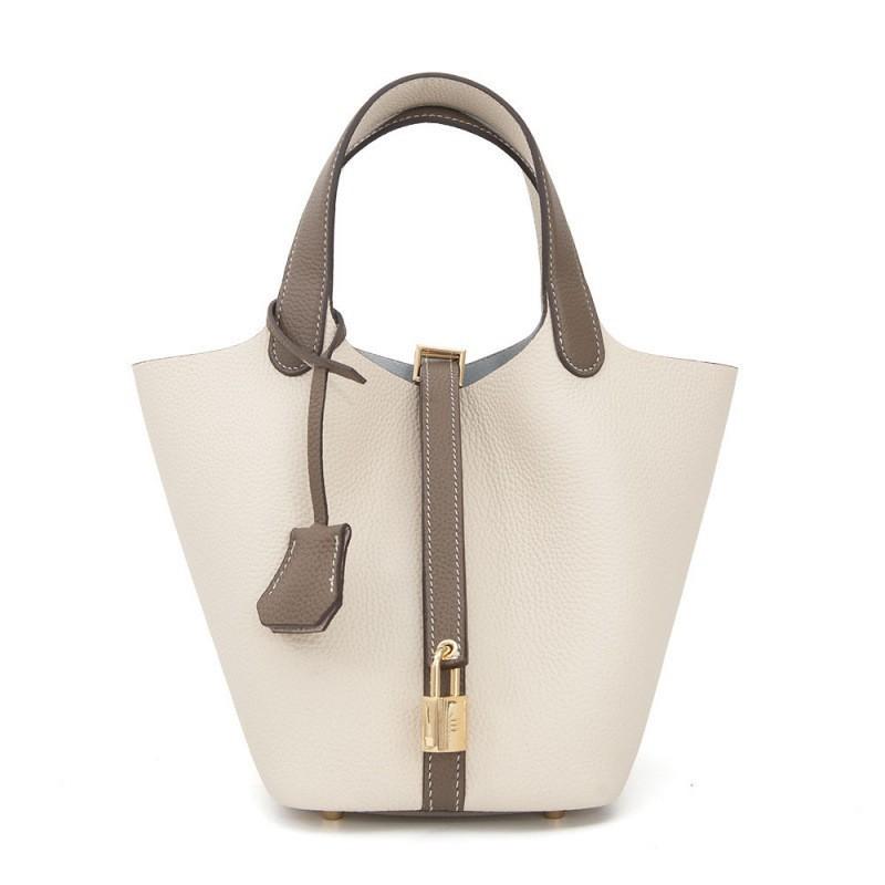Borsa a Cesto per Verdura Modello TOGO 2026 Secchiello Borsa a Mano di Grande Capacità Pelle di Vacchetta di Primo Strato Pelle di Alta Qualità Donna