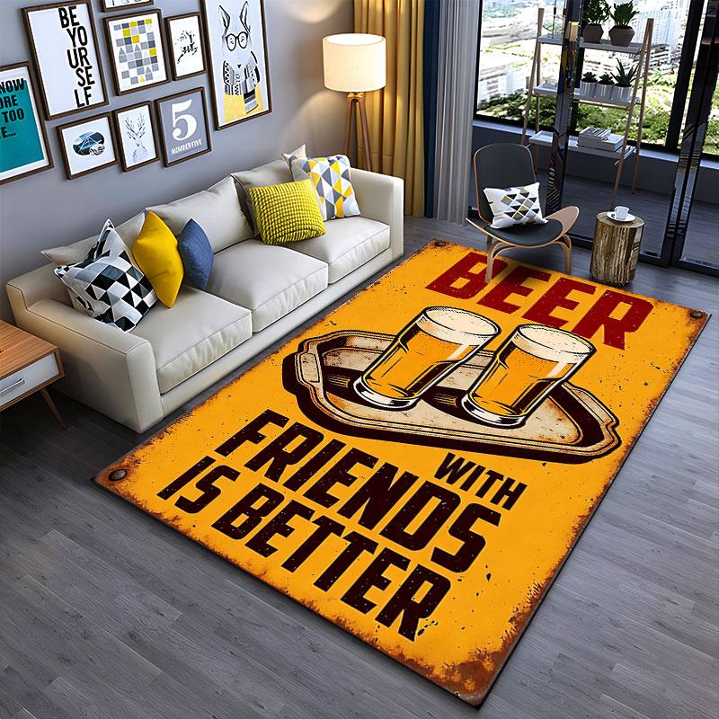 Beer With Friends Art Carpet suitable as a non-slip mat for the living room or bedroom sofa
