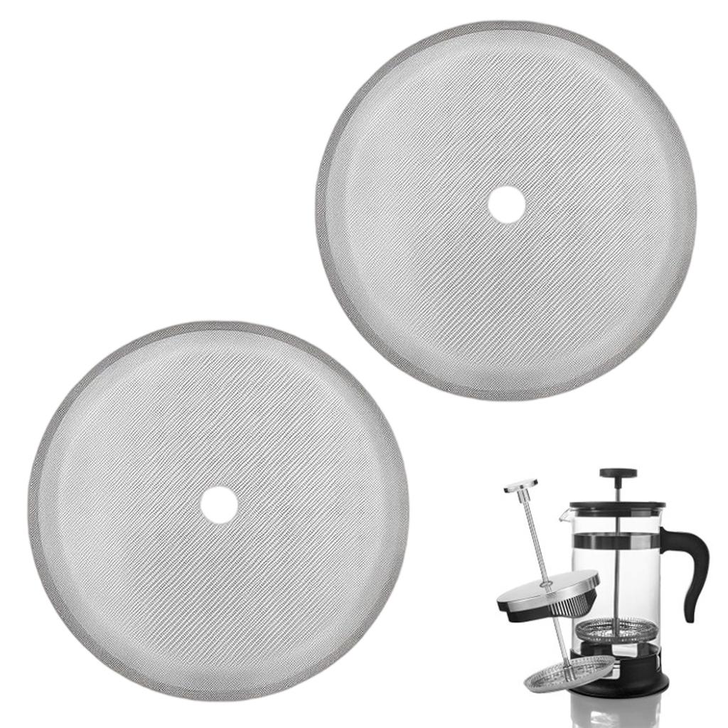 Leeseph 2 Pack French Press Replacement Filter Screen, Coffee French Press Filters Stainless Steel Reusable Mesh Filter