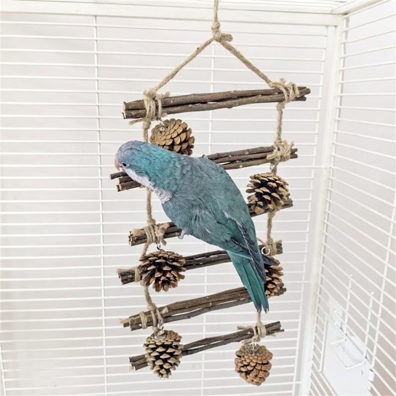 Pinecone Cage Toy Bird Perch Stand Ladder Scratchers Branch Perch for Parrots Parakeets Toy Branch Bird Cage Toy