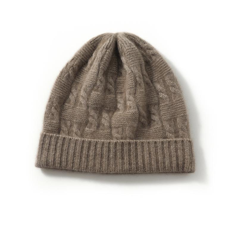 Women s 100% Pure Cashmere Cable Knit Hat - Warm & Thickened for Autumn/Winter. One Size