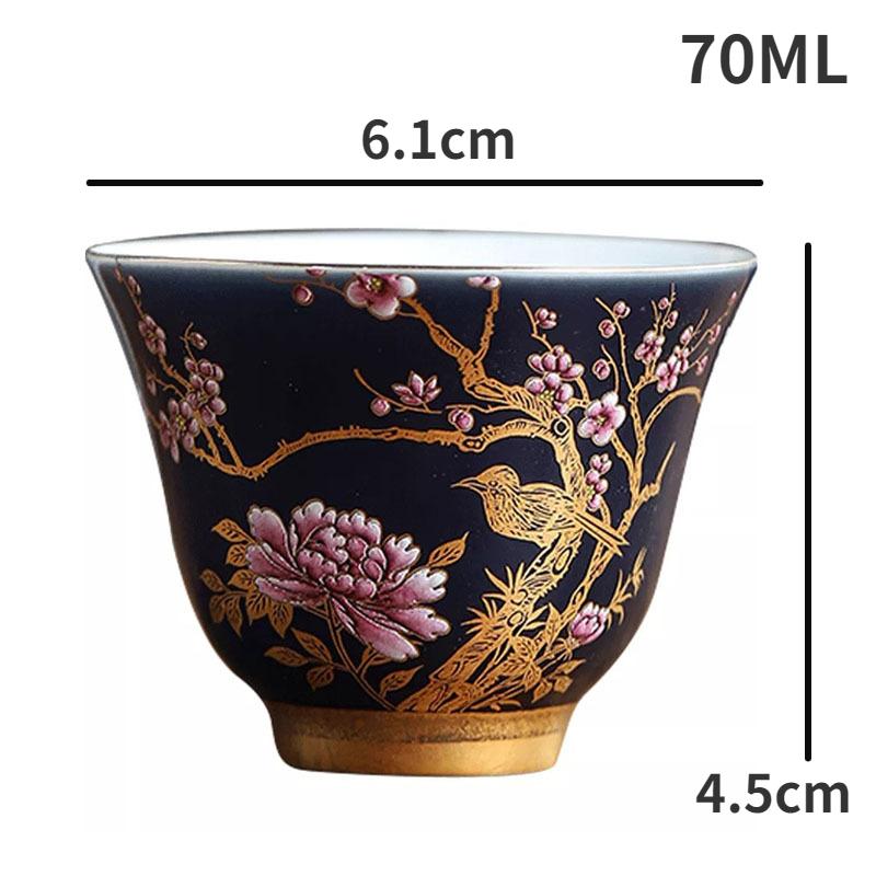 Blue Gold Painted Teacups for Home Use Single Master Cup Creative Hand-painted Magpie Tea Cup Set