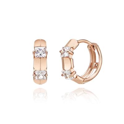 ELLE Jewelry 14K Big Cubic One-Touch Earrings (Gold Pin) ELGPEE404