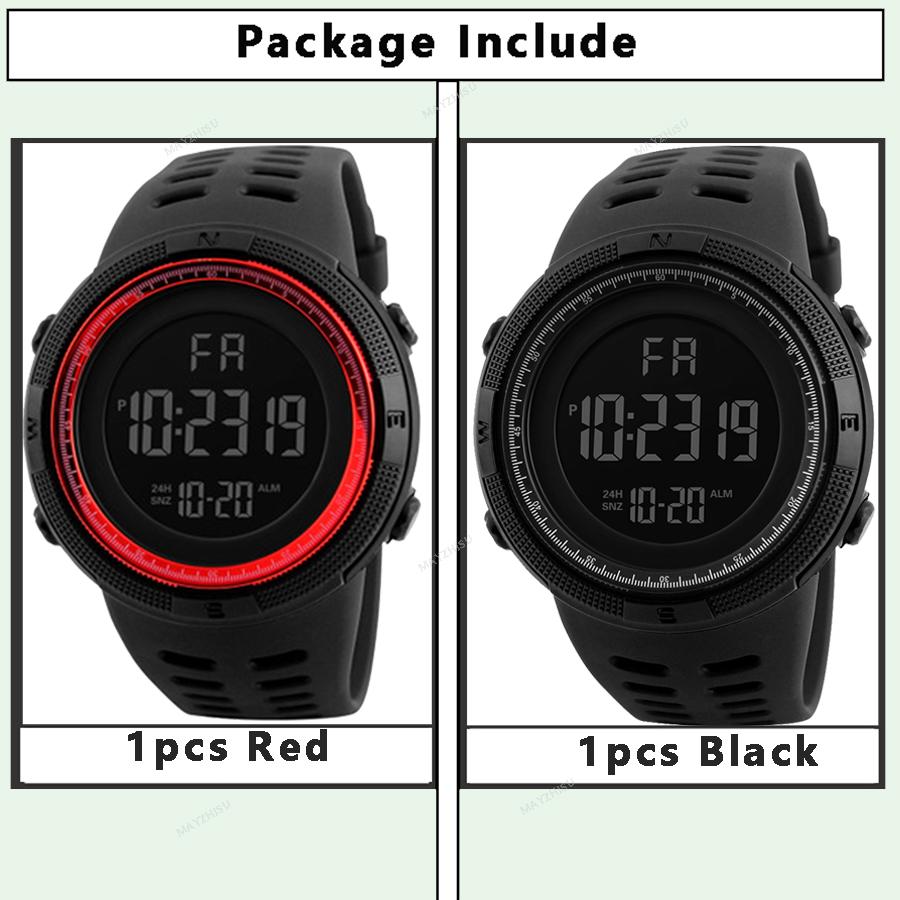 Men's Sports Watches Military Electronic Watch Outdoor Multifunction LED Digital Wristwatch Clock for Man Kids Boy Student Teen
