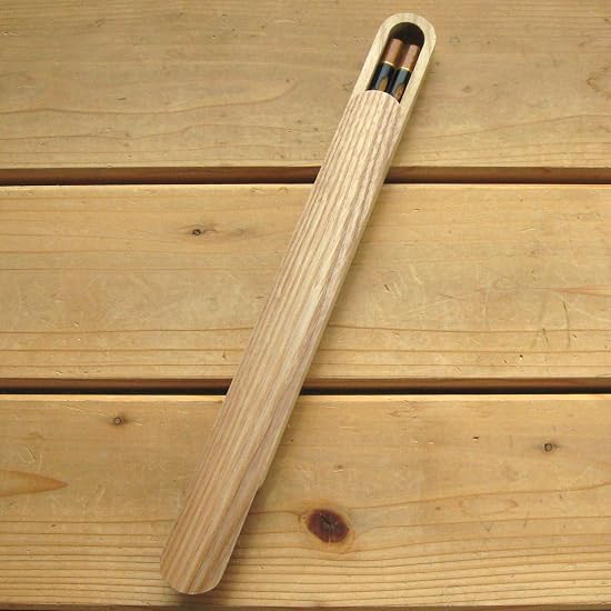 Nagao Chopsticks and Chopstick Case Set, 23cm, Hand-Carved Chopsticks, Red, Wood