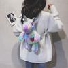 Mini Bag plush toy cartoon One-horned Horse Shaped Rainbow Backpack For Girls And Children Stuffed Animal Backpack