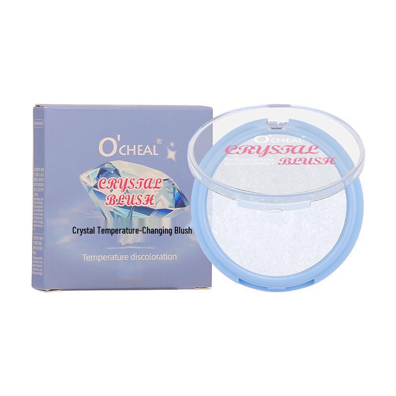 OCHEAL Temperature-Sensitive Crystal Blush & Shimmer Highlighter Duo - Color-Changing, Long-Lasting, and Portable.