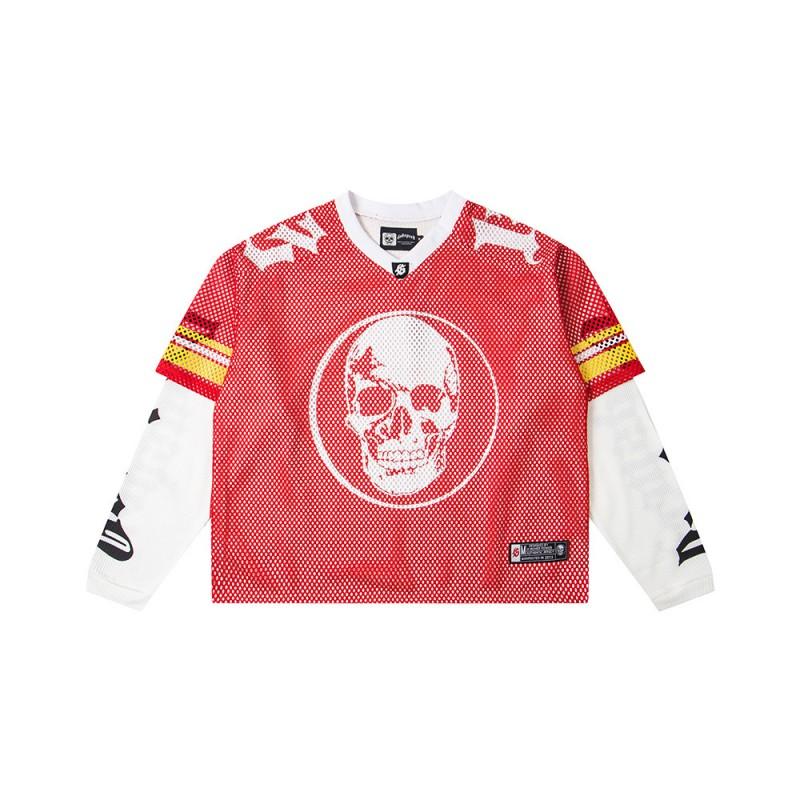 Mens Long Sleeve T Shirt Loose Fit Streetwear Hip Hop Casual Mesh Jersey 2025