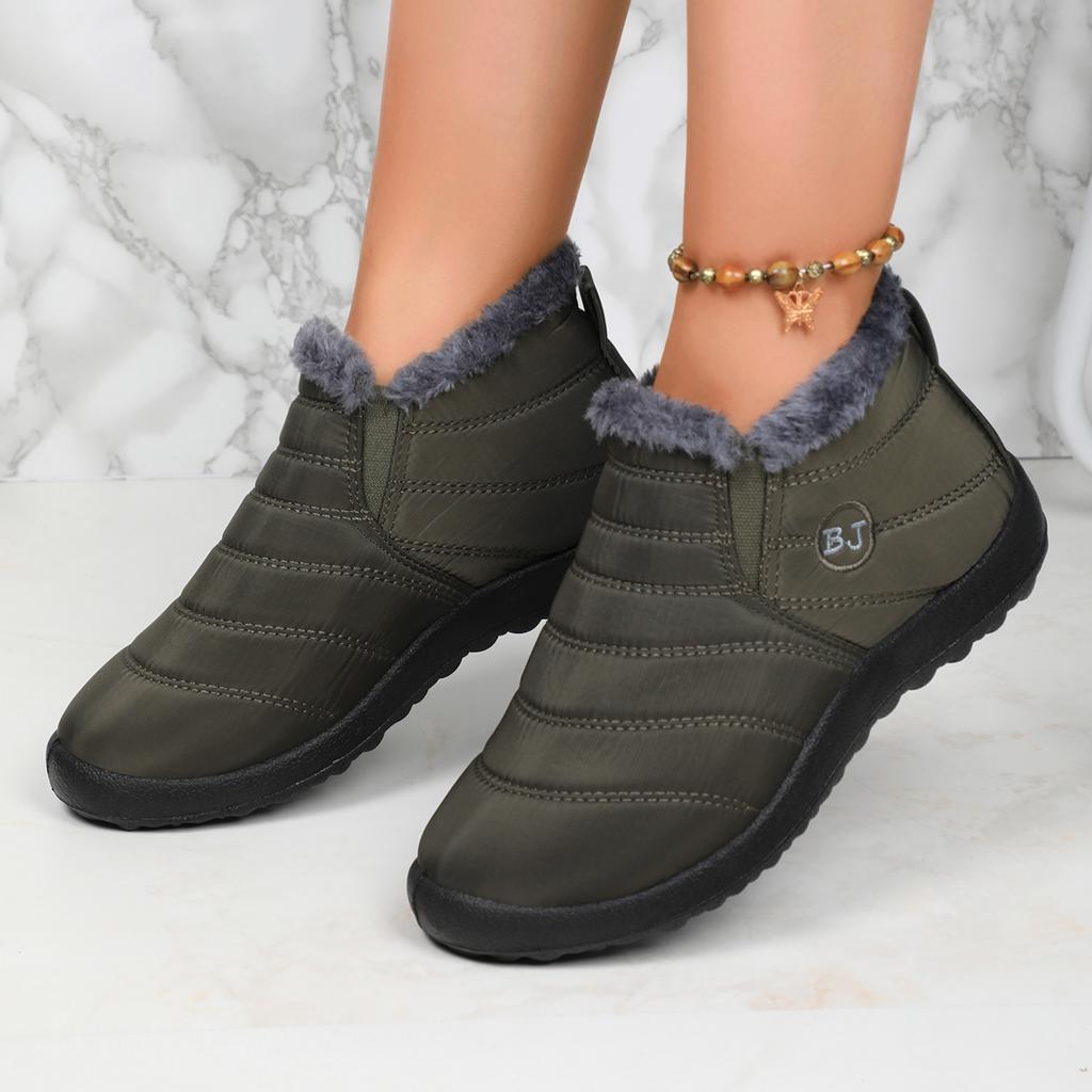 Winter Wasserdichte Stiefel für Damen 2024 Neu Plüsch Schneestiefel Damen Stiefeletten Warm Schwarz Paar Baumwolle Paare Plateau Schuhe