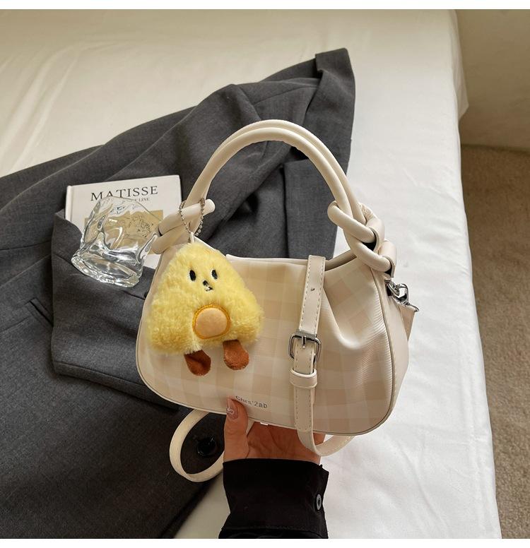 Korean Version of Trendy Plaid Large-capacity Handbag Women's 2025 Summer New Fashion Foreign Style Single Shoulder Crossbody Bucket Bag