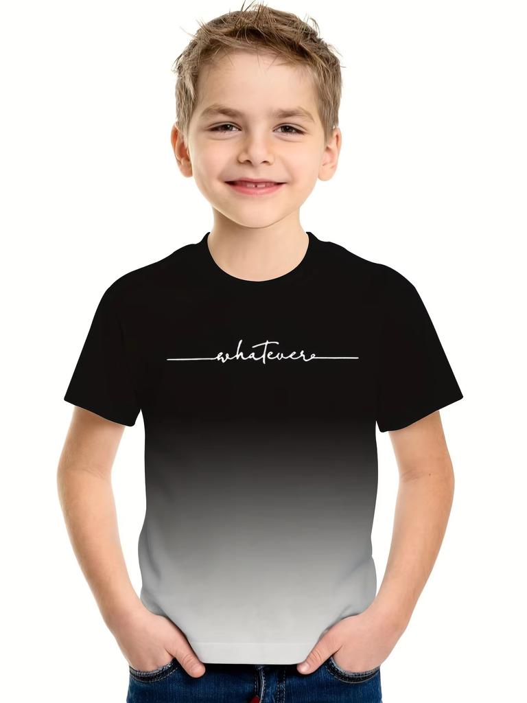 Kinderkleidung Jungen T-Shirt 2-10 Jahre Kurzarm Kinder-T-Shirt 3D Buchstaben Druck Lässig Rundhalsausschnitt Sommer Kinderkleidung