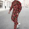 Men Black Base Thanksgiving Turkey Maple Leaf Pie Full Print Long Sleeve Sweatshirt Jogger Pants Two Piece Suit
